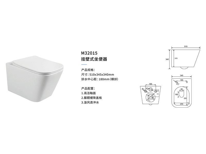 挂壁式坐(zuò)便器M32015